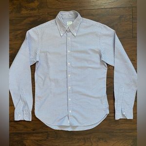 Brooks Brothers Milano Fit Mens size-15-34 Button Down Shirt Long Sleeve plaid